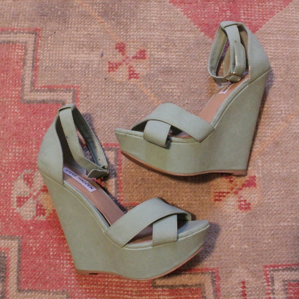 Turquoise Steve Madden platform wedges